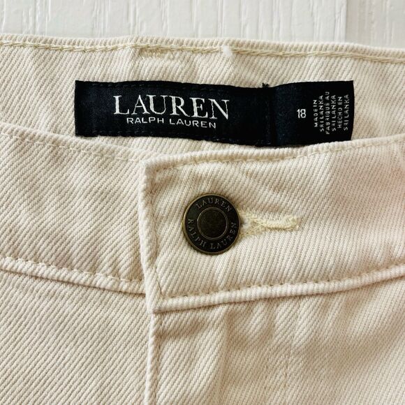 Lauren Ralph Lauren Women’s 18 Relaxed Taper Ankle Jean Cream Wash Print $195 - Picture 6 of 12
